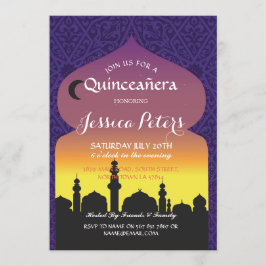 Invitación Quinceañera Arabian Nights Birthday Purple Invite