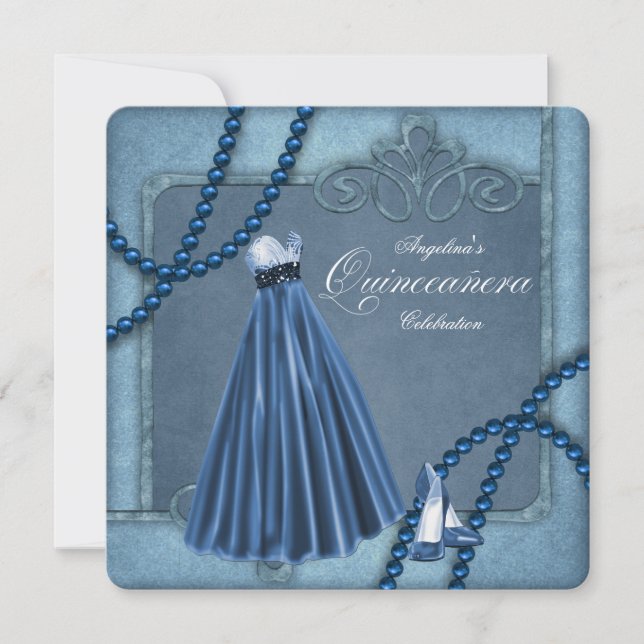 Invitación Quinceanera azul (Anverso)