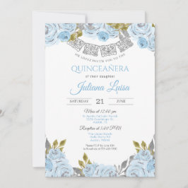 Invitación Quinceañera azul bebe, quinceañera mexicana azul c