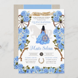 Invitación Quinceanera azul claro Rosa elegante Charra Occide