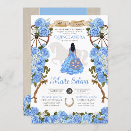 Invitación Quinceanera azul claro Rosa elegante Charra Occide