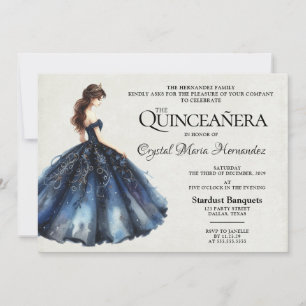 Invitación Quinceañera Azul Marino