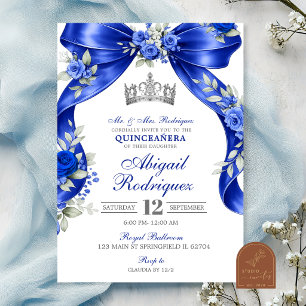 Invitación Quinceañera azul marino Coquette Silver