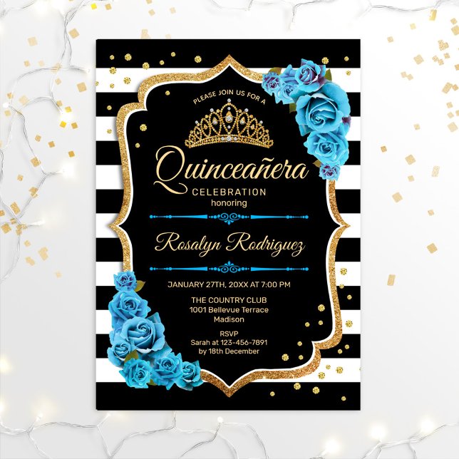 Invitación Quinceanera - Azul negro dorado (Subido por el creador)