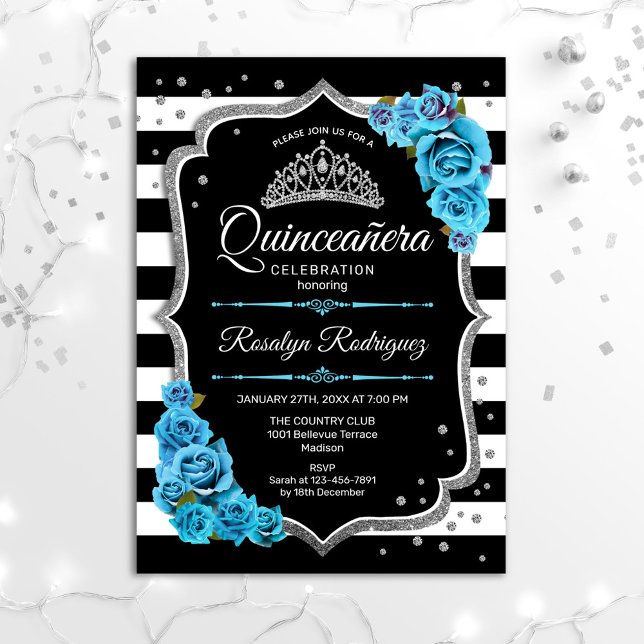 Invitación Quinceanera - Azul negro plateado (Subido por el creador)