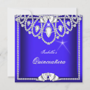 Invitación Quinceañera Azul Plata Diamante Fiesta 15 3