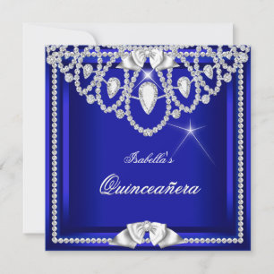 Invitación Quinceañera Azul Plata Diamante Fiesta 15 años
