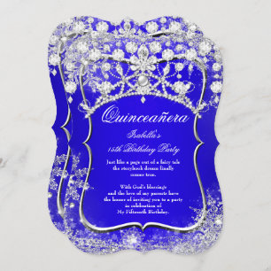 Invitación Quinceanera azul real 15.ª Wonderland