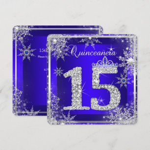 Invitación Quinceañera Azul Real 15 Cumpleaños Elite Elegante