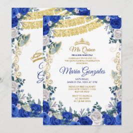 Invitación Quinceañera azul real Chica mexicana 15 cumpleaños