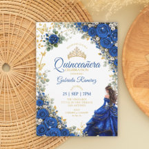 Quinceañera Azul Real Mariposas Doradas