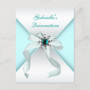 Invitación Quinceañera Azul Turquesa