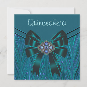 Invitación Quinceanera azul Verde azulado de los verdes esmer