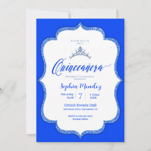 Invitación Quinceanera azul y blanca