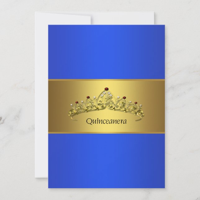 Invitación Quinceanera Azul y Oro 15 cumpleaños (Anverso)