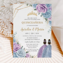Quinceañera Baby Blue Lilac Morple Floral Twins