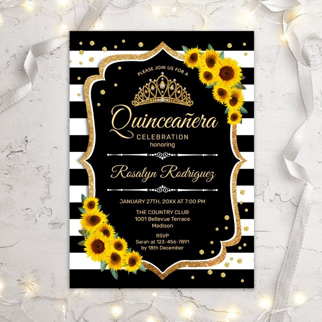 Invitación Quinceanera - Bandas de girasoles (Subido por el creador)