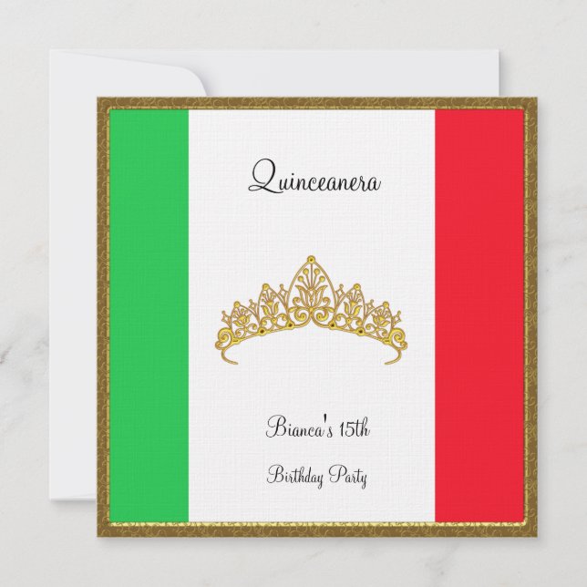 Invitación Quinceanera Bandera de México (Anverso)