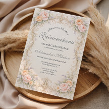 Quinceañera Barroco Melocotón Rosado