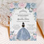 Invitación Quinceañera Bebé Azul Rosa Floral Princesa Vestido<br><div class="desc">Personalice esta encantadora invitación de quinceañera con su propia redacción fácil y rápidamente,  simplemente pulse el botón personalizar it para reorganizar y formatear el estilo y la ubicación del texto. ¡Artículos coincidentes disponibles en la tienda! c) El estudio Happy Cat Studio</div>