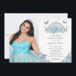 Invitación Quinceañera bebé Rosas azules foto de la corona de<br><div class="desc">Personalice esta encantadora invitación de quinceañera con su propia redacción fácil y rápidamente,  simplemente pulse el botón personalizar it para reorganizar y formatear el estilo y la ubicación del texto. ¡Artículos coincidentes disponibles en la tienda! c) El estudio Happy Cat Studio</div>