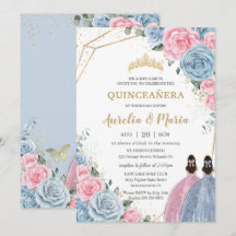 Quinceañera Bebé Rosas Florales Azules