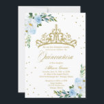 Invitación Quinceanera Bebé Tiara bilingüe azul<br><div class="desc">Invitación Quinceanera Bebé Tiara bilingüe azul</div>