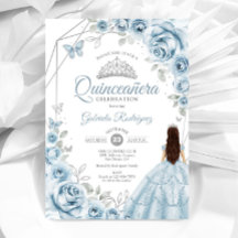 Quinceanera Bebé Vestido Azul Plata Flora