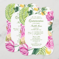 Quinceañera bilingüe español floral acuarela
