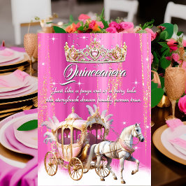 Invitación Quinceanera Birthday Pink Gold Silver Carrito