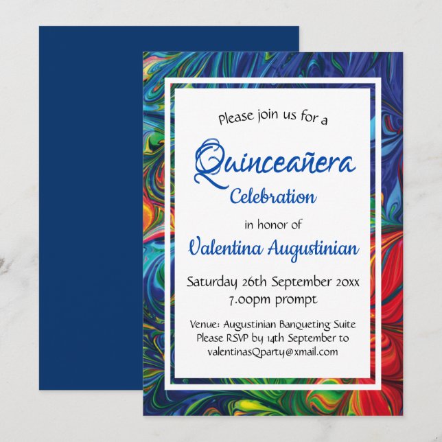 Invitación Quinceañera Birthday Retro Personalizado (Anverso / Reverso)