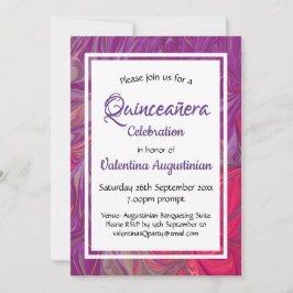 Invitación Quinceañera Birthday Retro PURPLE personalizado