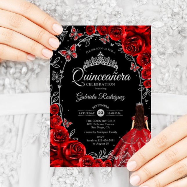 Invitación Quinceanera Black Red Silver (Subido por el creador)