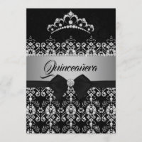 Quinceanera Black Silver Sparkle Diamond Tiara Bow