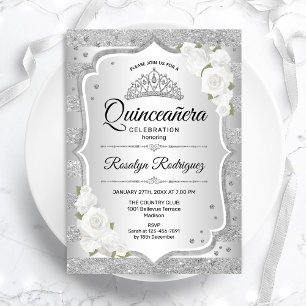 Invitación Quinceanera blanca