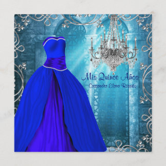 Invitación Quinceanera blanca azul de la marina real