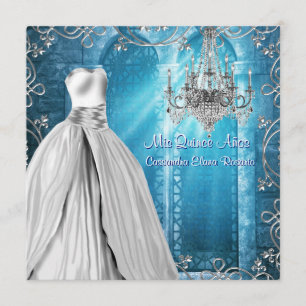 Invitación Quinceanera blanca azul de la marina real