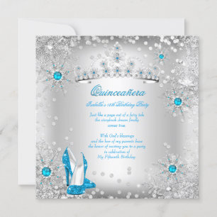 Invitación Quinceanera Blue Silver Winter Wonderland