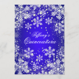 Invitación Quinceañera Blue Snowflake Winter Wonderland