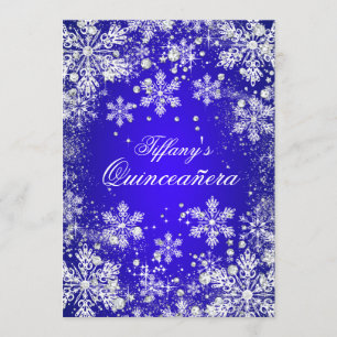 Invitación Quinceañera Blue Snowflake Winter Wonderland