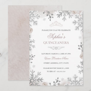 Invitación Quinceañera Blush Winter Wonderland