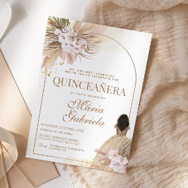 Invitación Quinceanera Boho Pampas Floral Mis Quince Anos