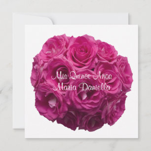 Invitación Quinceanera Bonito rosas rosadas en blanco