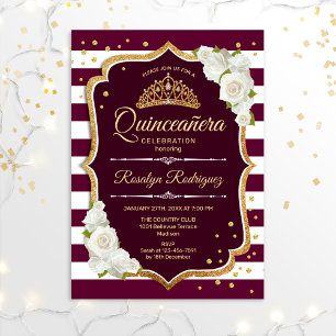 Invitación Quinceanera - Borgoña dorada
