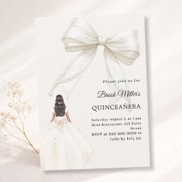 Invitación Quinceanera bow ivory dress cream luxury