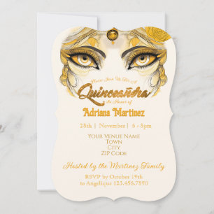 Invitación Quinceañera Brillo Dorado