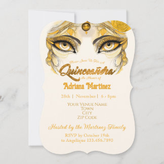 Invitación Quinceañera Brillo Dorado