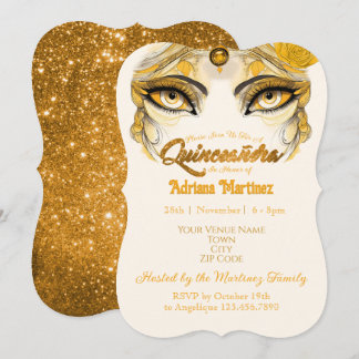 Invitación Quinceañera Brillo Dorado