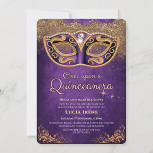 Invitación Quinceañera Brillo Púrpura