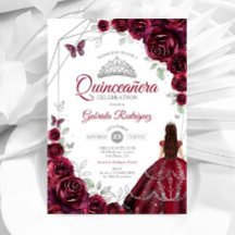 Quinceanera Burgundy Vestido Floral